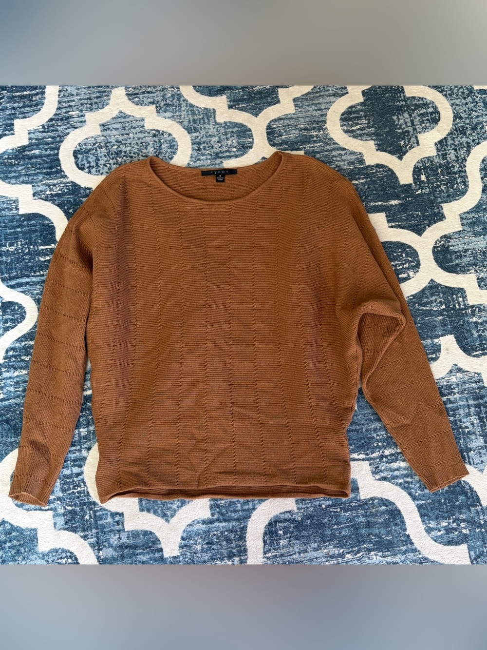 Cyrus Rust Brown Crewneck Knit Sweater